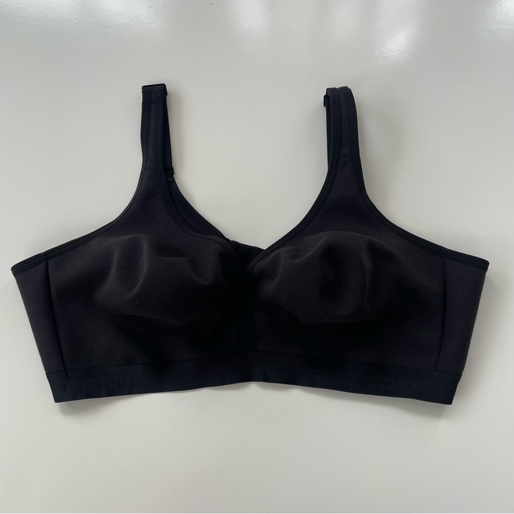 Cacique Lane Bryant Black Cotton Unlined No Wire Bra Size 46D